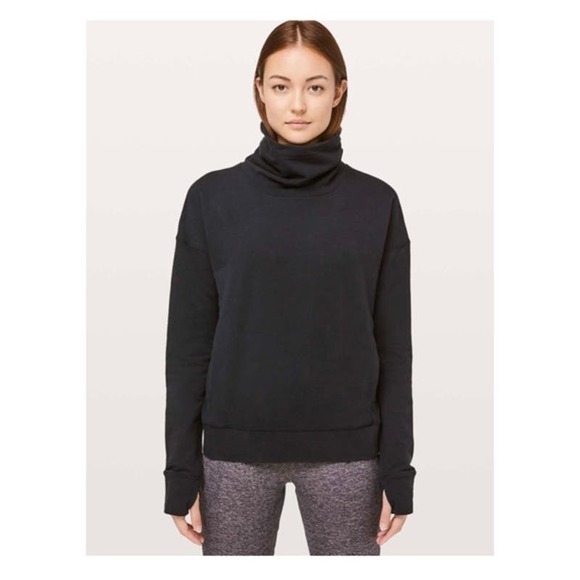 Lululemon Go Forward Black Turtleneck Cowlneck Pullover Sweater Sweatshirt Sz 4 - Picture 1 of 10